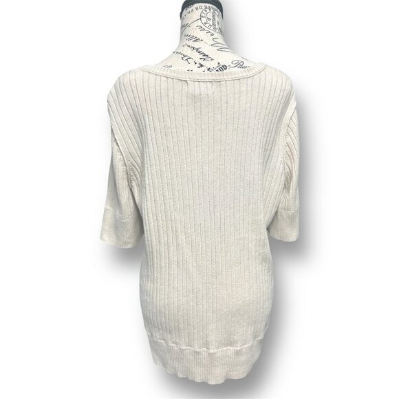 Eddie Bauer XXL Beige Cable Knit Sweater Tunic Top Academia Preppy Layering Chic - Picture 4 of 6